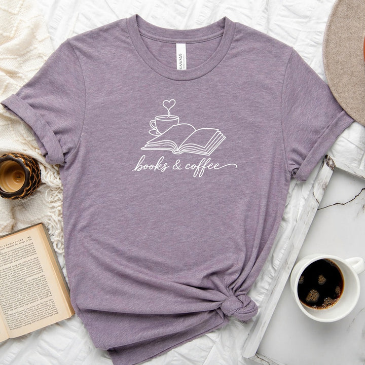 Book &amp; Coffee Unisex Tee in Heather Storm
