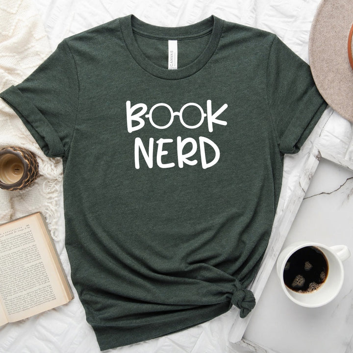 Book Nerd badge graphic unisex tee for book lovers