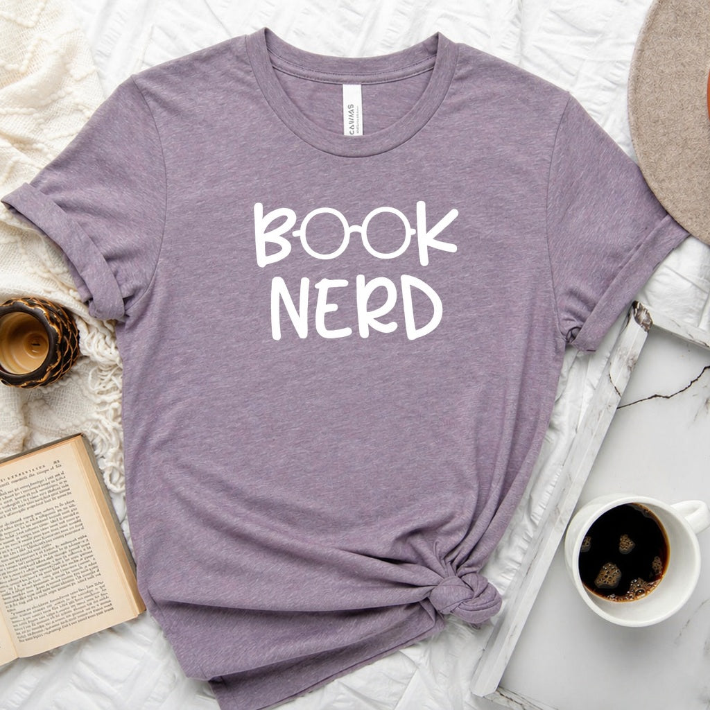 Book Nerd badge graphic unisex tee for book lovers