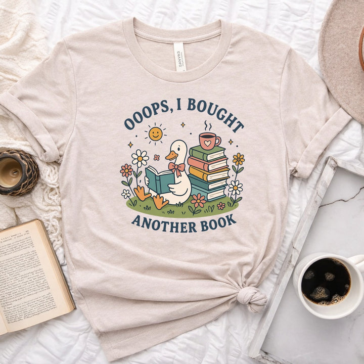 Ooops I Bought Another Book unisex tee with bookish graphic, perfect for readers and book lovers