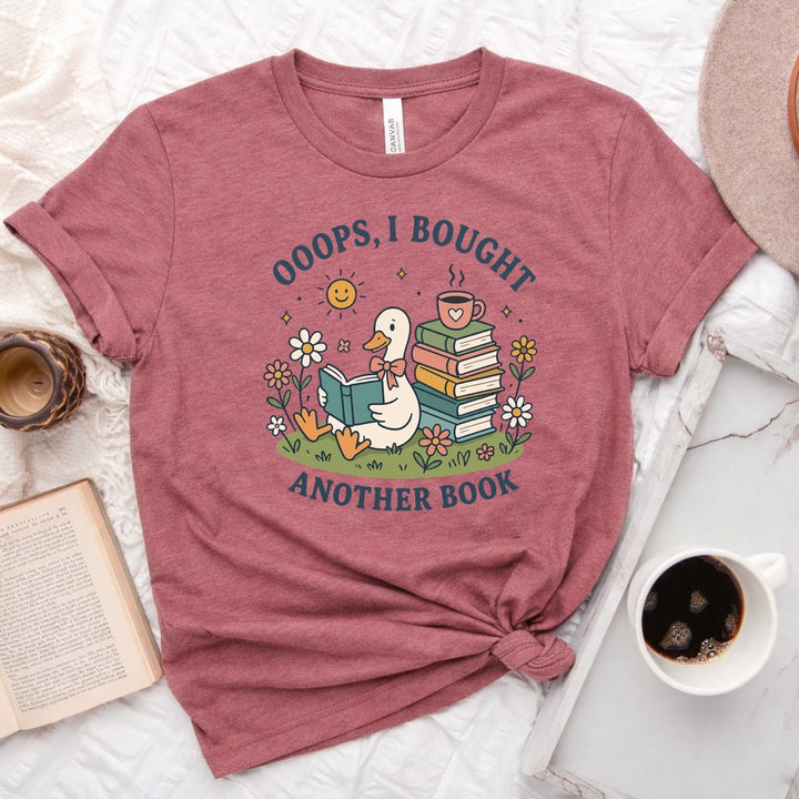 Ooops I Bought Another Book unisex tee with bookish graphic, perfect for readers and book lovers