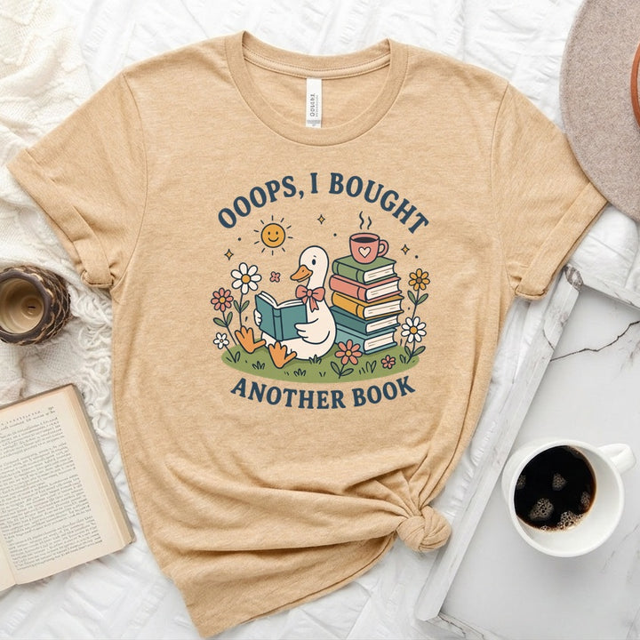 Ooops I Bought Another Book unisex tee with bookish graphic, perfect for readers and book lovers