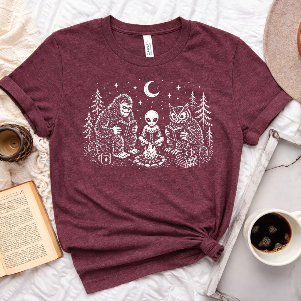Midnight Book Club unisex tee with bookish graphic design, perfect for readers and book lovers