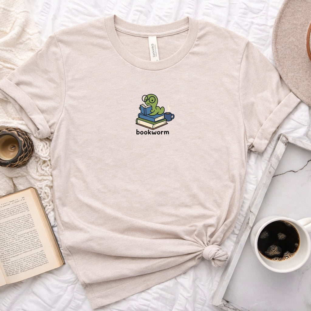 Book Worm book lover unisex crew neck tee with bookish reading graphic