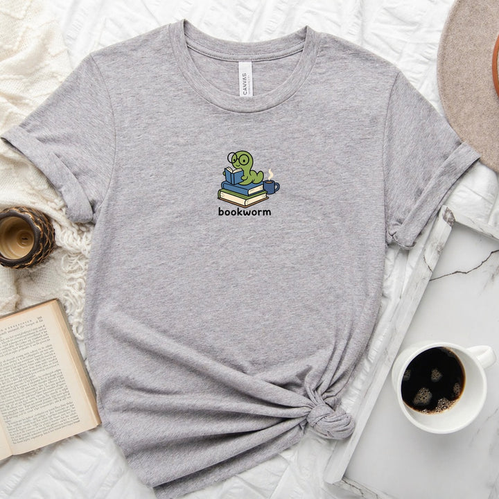 Book Worm book lover unisex crew neck tee with bookish reading graphic