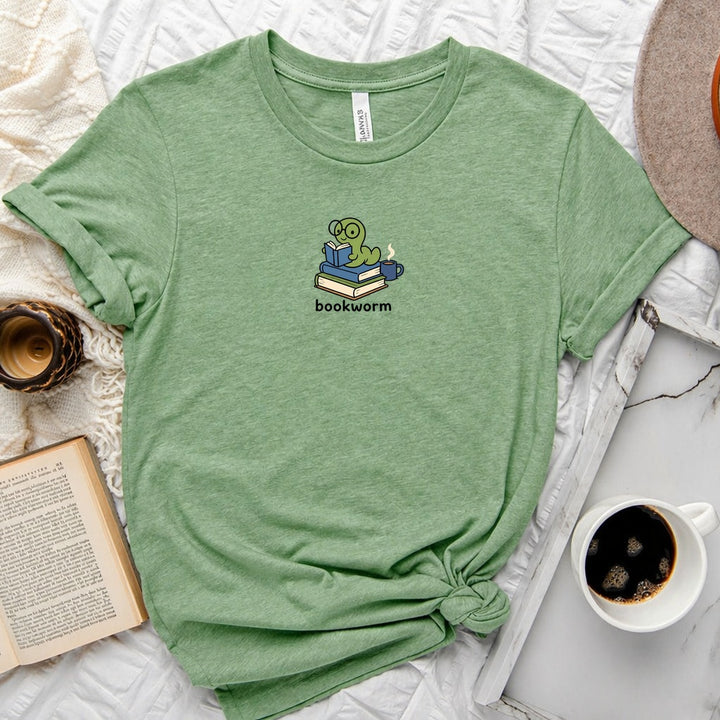 Book Worm book lover unisex crew neck tee with bookish reading graphic