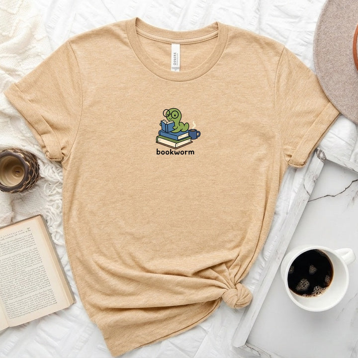 Book Worm book lover unisex crew neck tee with bookish reading graphic