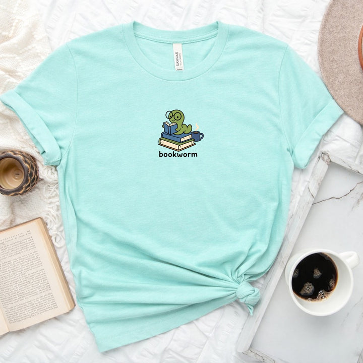 Book Worm book lover unisex crew neck tee with bookish reading graphic