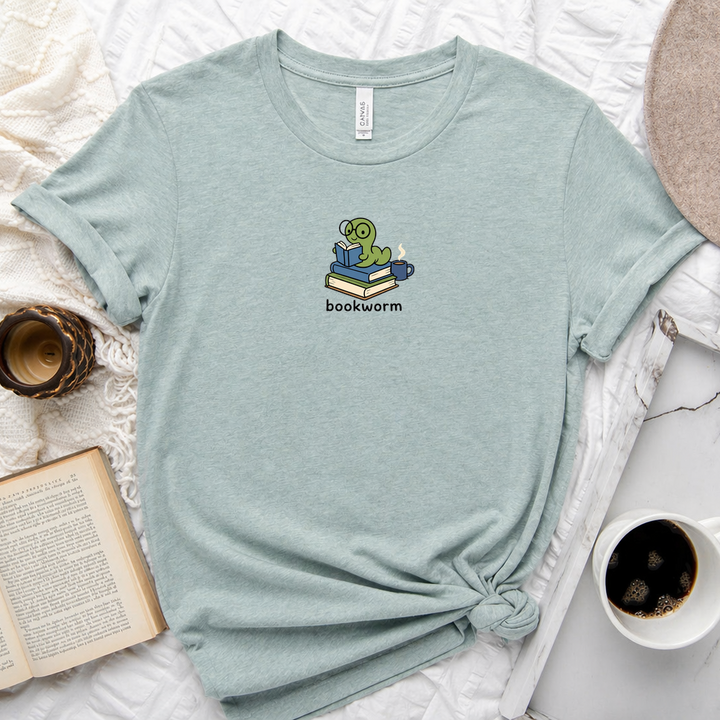 Book Worm book lover unisex crew neck tee with bookish reading graphic